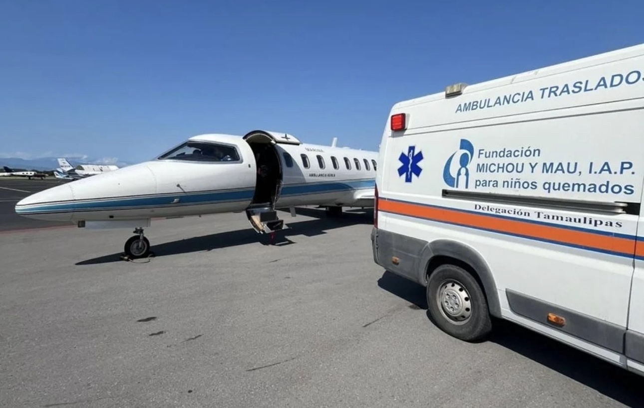 La fundación Michou y Mau realizó el traslado de dos niños quemados, uno a Galveston Texas, y otro a Ciudad Victoria.